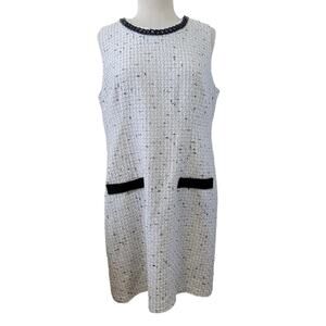 Karl Lagerfield Tweed Boucle Dress Shift Career Business Sleeveless Work Sheath